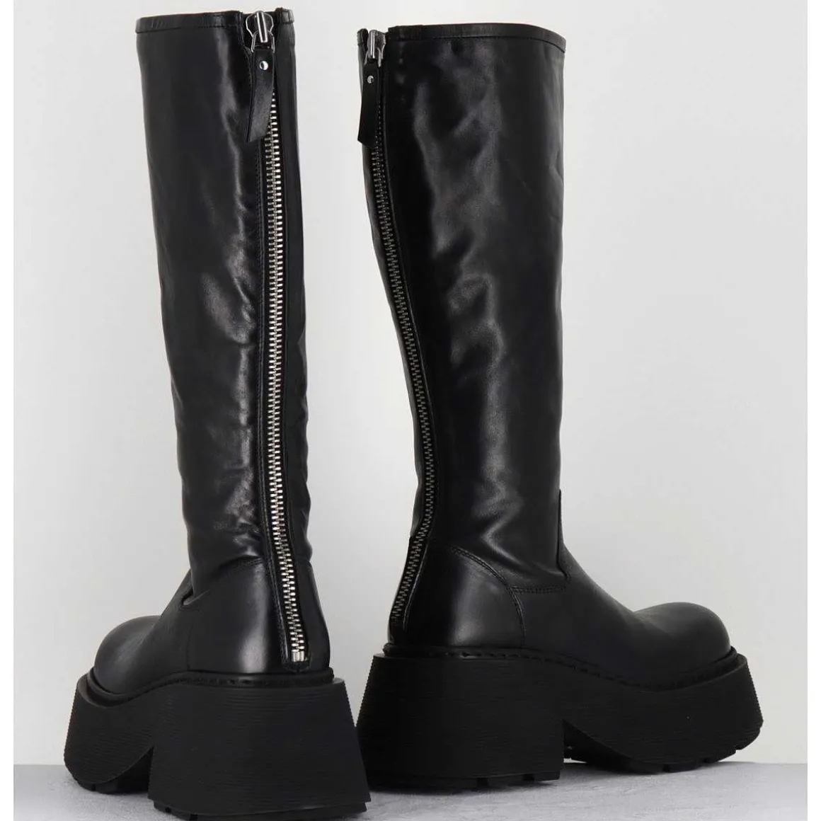 Bottes En Cuir Noir Semelle Epaisse - 1D7712D Mayon Black