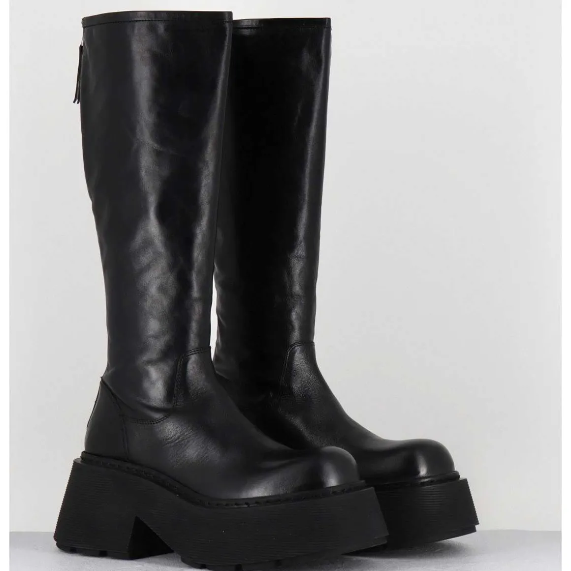 Bottes En Cuir Noir Semelle Epaisse - 1D7712D Mayon Black