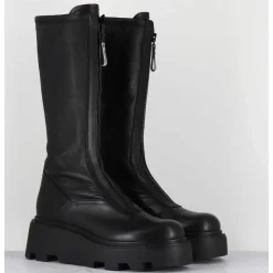 Bottes En Cuir Stretch Noir & Zip Central - M6622 Ranch Nero