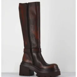 Bottes En Cuir Vieilli Marron Semelle Legere - E3772 Beta Cuoio