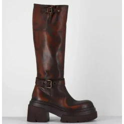 Bottes En Cuir Vieilli Marron Semelle Legere - E3772 Beta Cuoio