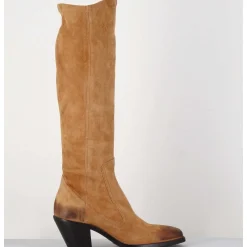 Bottes Esprit Santiag En Daim Camel - 5181 Cuoio