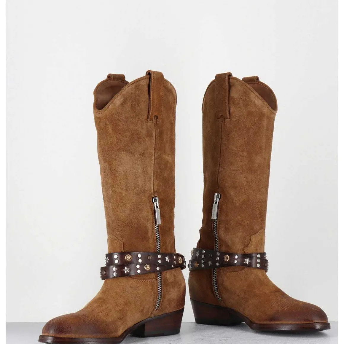 Bottes Esprit Tiag En Daim Camel Bracelet Amovible - Tex Crosta Brucciato