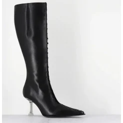 Bottes Hautes En Cuir Noir Corsete & Talon Plexi - Aline Tall Boots