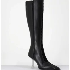 Bottes Hautes En Cuir Noir Corsete & Talon Plexi - Aline Tall Boots