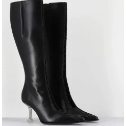 Bottes Hautes En Cuir Noir Corsete & Talon Plexi - Aline Tall Boots