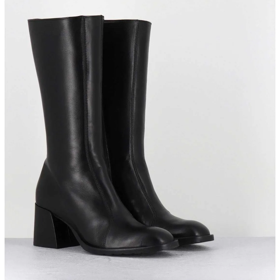 Bottes Mi-Hautes En Cuir Souple Noir - R288M Seta Nero