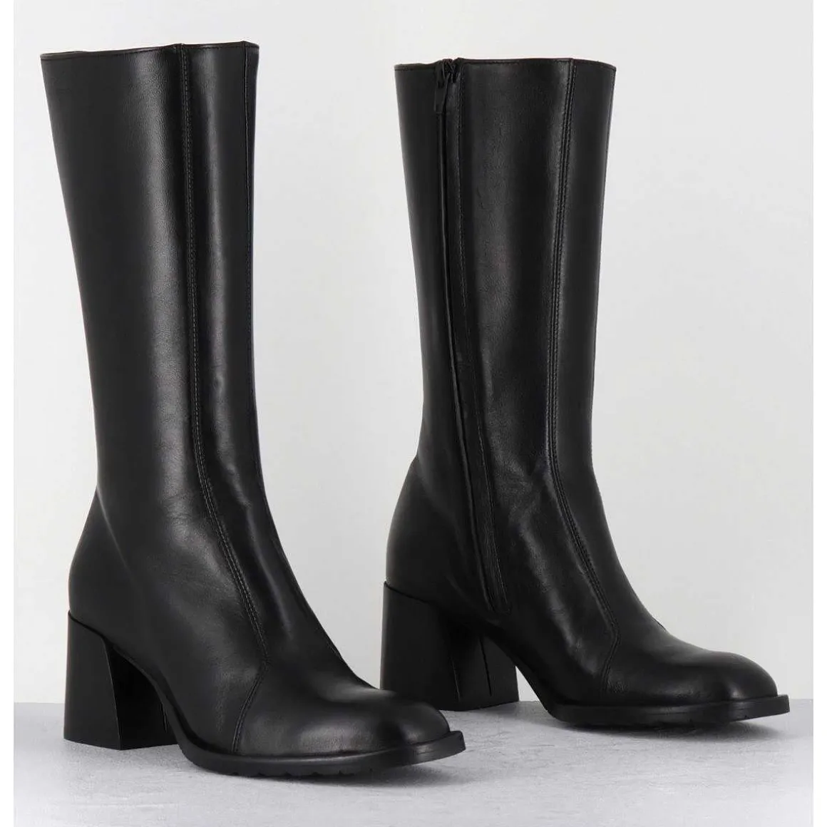 Bottes Mi-Hautes En Cuir Souple Noir - R288M Seta Nero