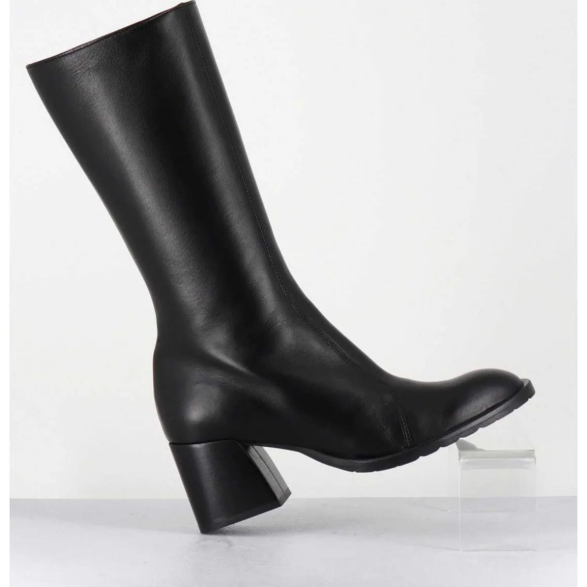 Bottes Mi-Hautes En Cuir Souple Noir - R288M Seta Nero
