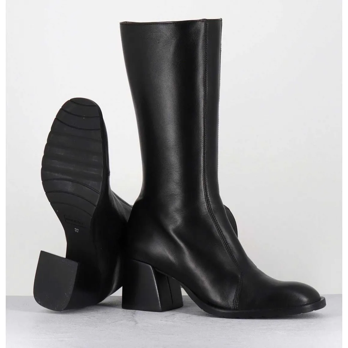 Bottes Mi-Hautes En Cuir Souple Noir - R288M Seta Nero