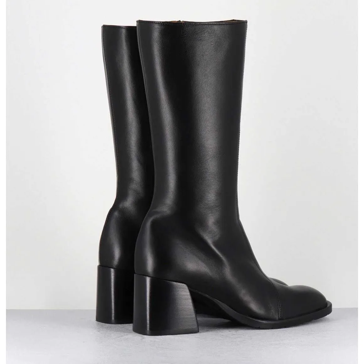 Bottes Mi-Hautes En Cuir Souple Noir - R288M Seta Nero