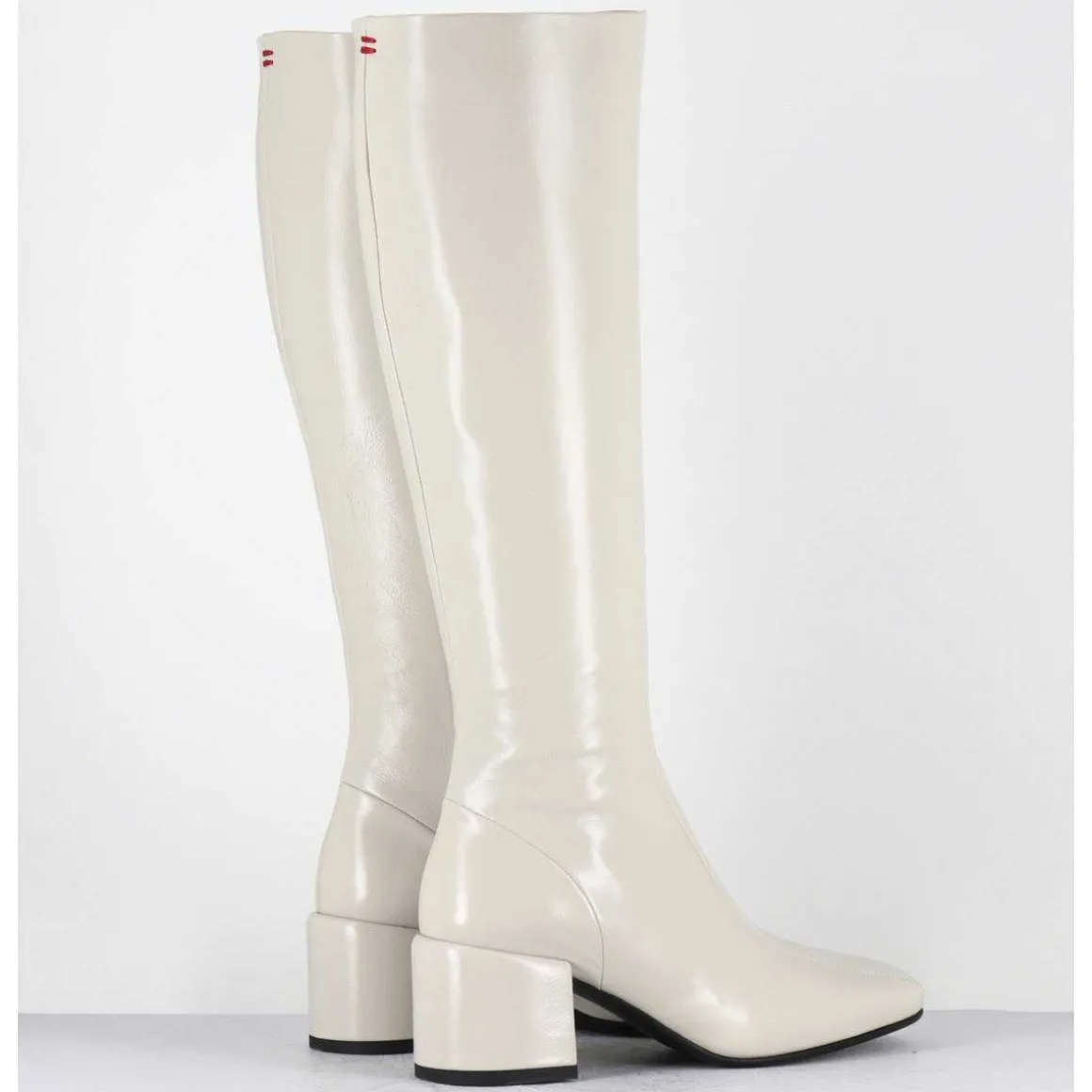 Bottes 70S En Cuir Brillant Blanc Casse - Ecil33 Glaze Osso