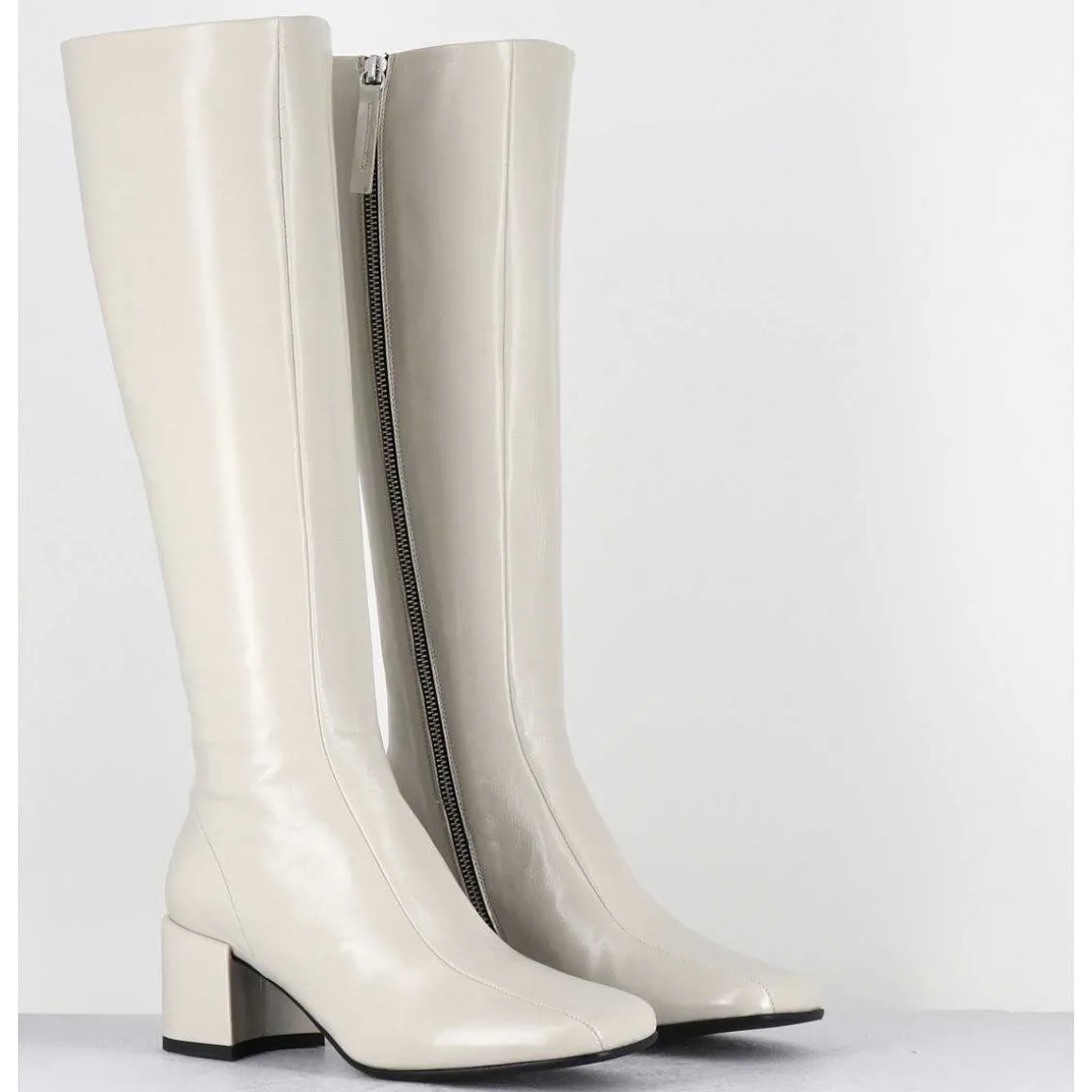 Bottes 70S En Cuir Brillant Blanc Casse - Ecil33 Glaze Osso