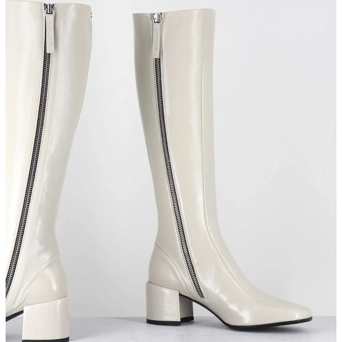 Bottes 70S En Cuir Brillant Blanc Casse - Ecil33 Glaze Osso