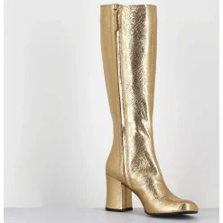 Bottes 60S En Cuir Metallise Cotte De Maille Dore - Ah2983 Diamante Oro