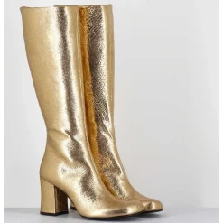 Bottes 60S En Cuir Metallise Cotte De Maille Dore - Ah2983 Diamante Oro