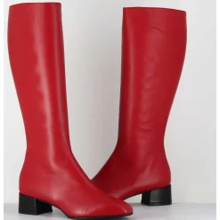 Bottes 60S En Cuir Souple Rouge & Noir - Mayera Nappa Fuego