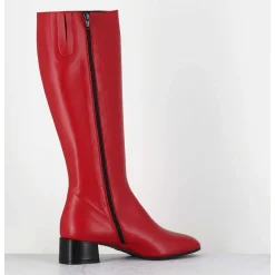 Bottes 60S En Cuir Souple Rouge & Noir - Mayera Nappa Fuego