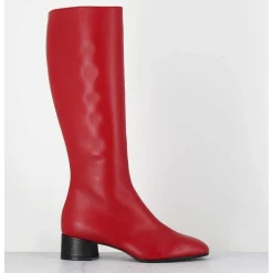 Bottes 60S En Cuir Souple Rouge & Noir - Mayera Nappa Fuego
