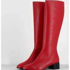 Bottes 60S En Cuir Souple Rouge & Noir - Mayera Nappa Fuego