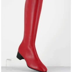 Bottes 60S En Cuir Souple Rouge & Noir - Mayera Nappa Fuego