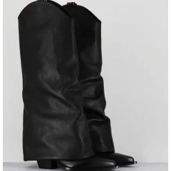 Bottes Santiag A Guetre En Cuir Noir - E3595 Nature Nero