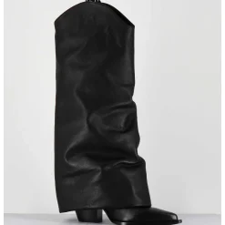 Bottes Santiag A Guetre En Cuir Noir - E3595 Nature Nero