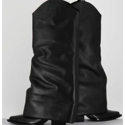 Bottes Santiag A Guetre En Cuir Noir - E3595 Nature Nero