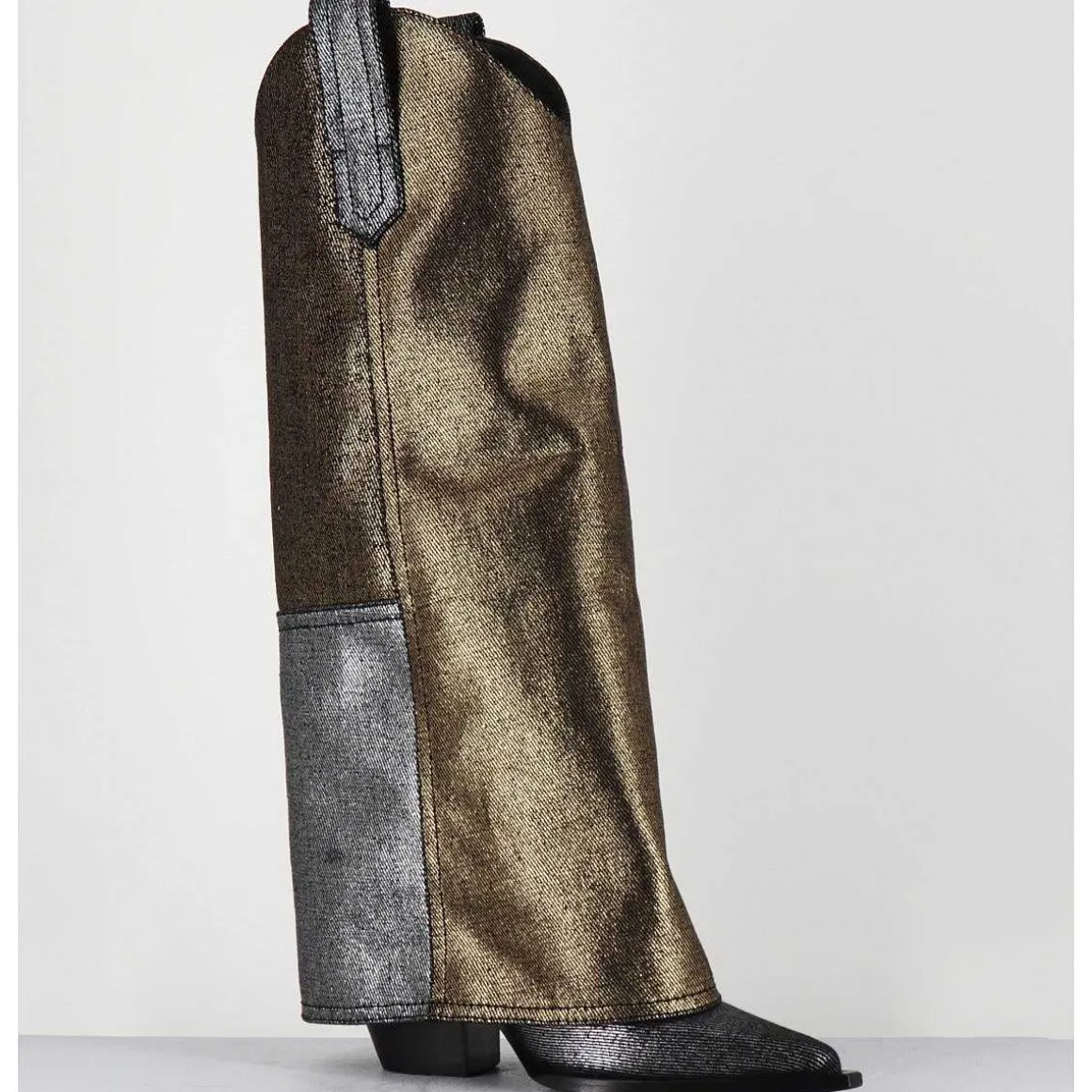 Bottes Santiag Jean Lamine Bronze & Argent -E3869-T Ric Silver Gold