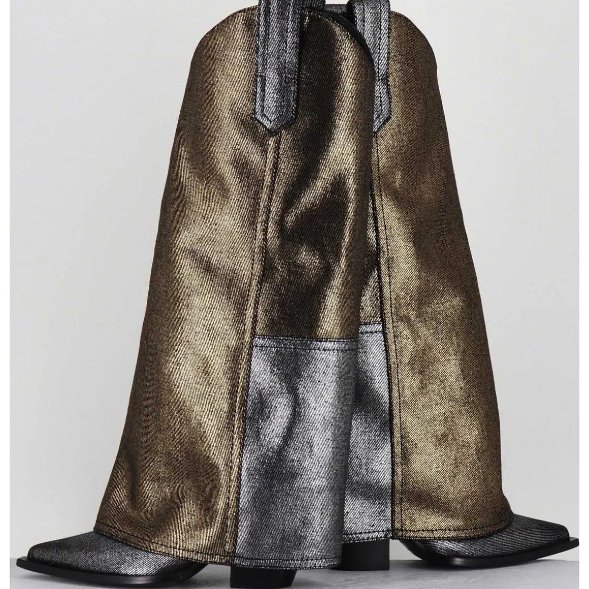 Bottes Santiag Jean Lamine Bronze & Argent -E3869-T Ric Silver Gold