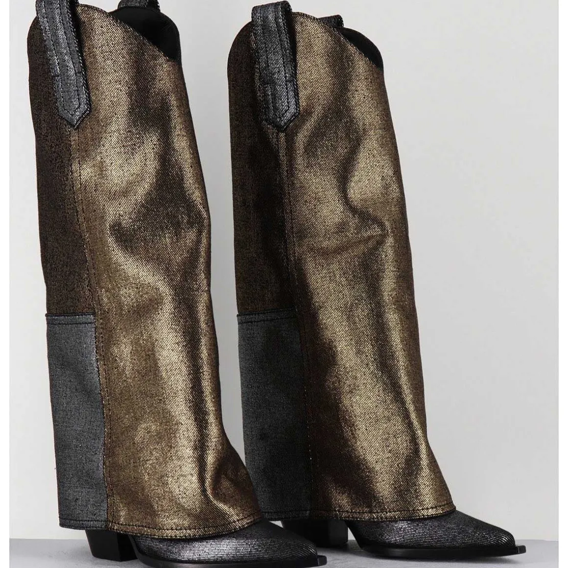 Bottes Santiag Jean Lamine Bronze & Argent -E3869-T Ric Silver Gold