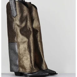 Bottes Santiag Jean Lamine Bronze & Argent -E3869-T Ric Silver Gold