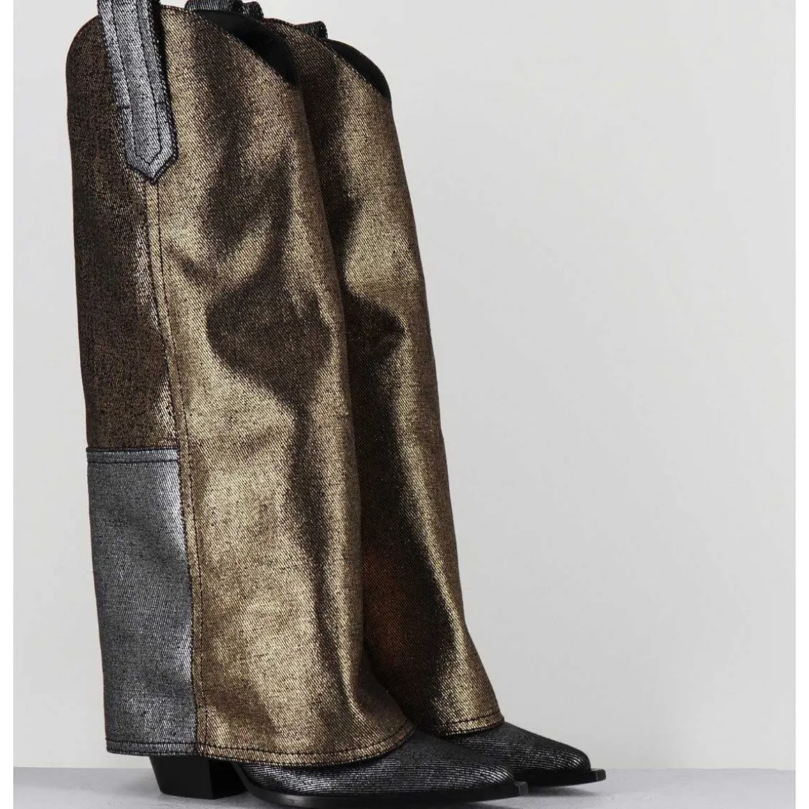 Bottes Santiag Jean Lamine Bronze & Argent -E3869-T Ric Silver Gold