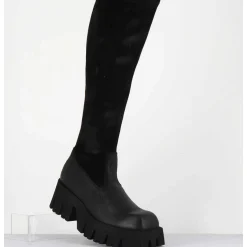 Bottes Stretch Bi-Matiere Cuir Noir - 4225 Gas Nero