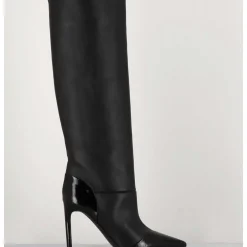 Bottes Talon Haut Bout Pointu En Cuir Noir - 11433 Merlot Nero