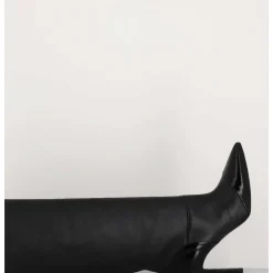 Bottes Talon Haut Bout Pointu En Cuir Noir - 11433 Merlot Nero