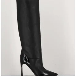 Bottes Talon Haut Bout Pointu En Cuir Noir - 11433 Merlot Nero