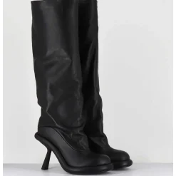 Bottes Tubulaires En Cuir Noir Talon Destructure - 1D7804D Island Black