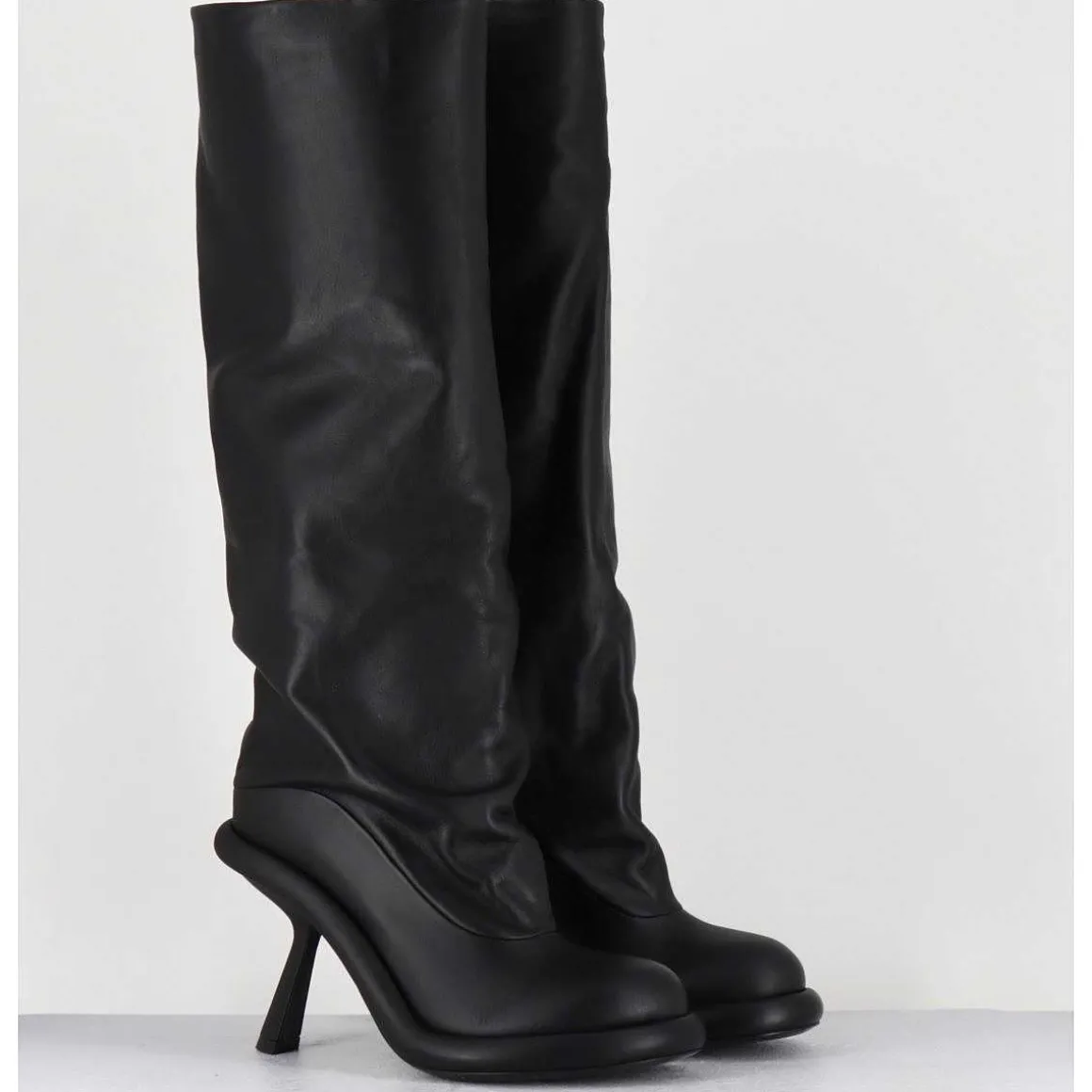 Bottes Tubulaires En Cuir Noir Talon Destructure - 1D7804D Island Black