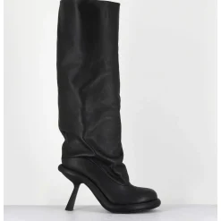 Bottes Tubulaires En Cuir Noir Talon Destructure - 1D7804D Island Black