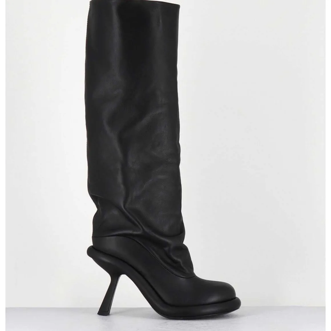 Bottes Tubulaires En Cuir Noir Talon Destructure - 1D7804D Island Black