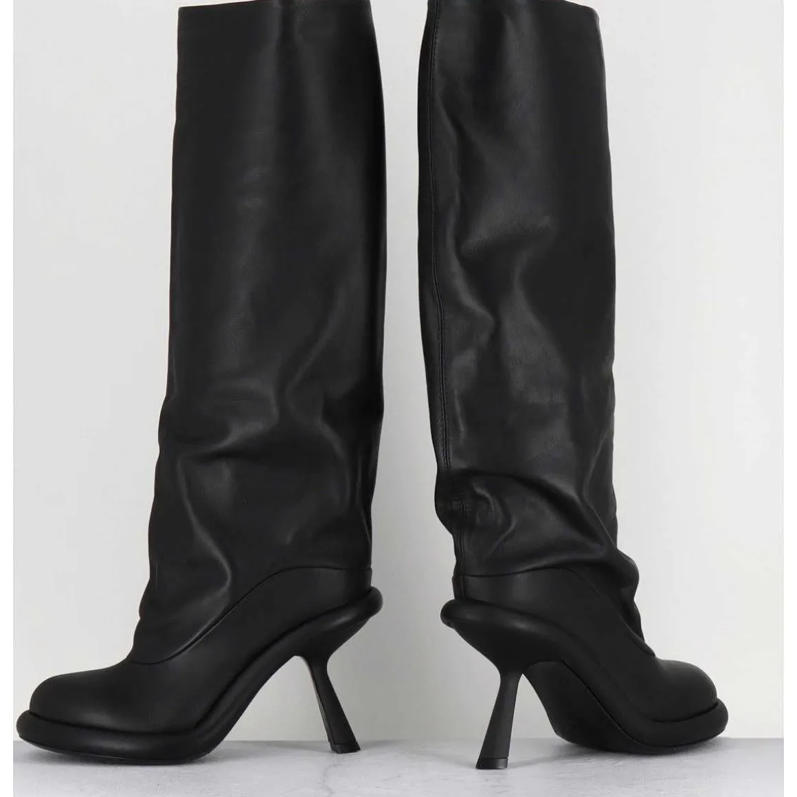 Bottes Tubulaires En Cuir Noir Talon Destructure - 1D7804D Island Black
