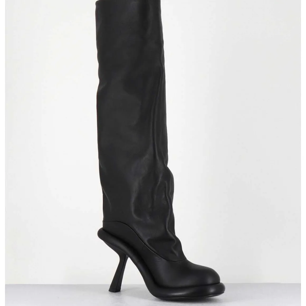 Bottes Tubulaires En Cuir Noir Talon Destructure - 1D7804D Island Black