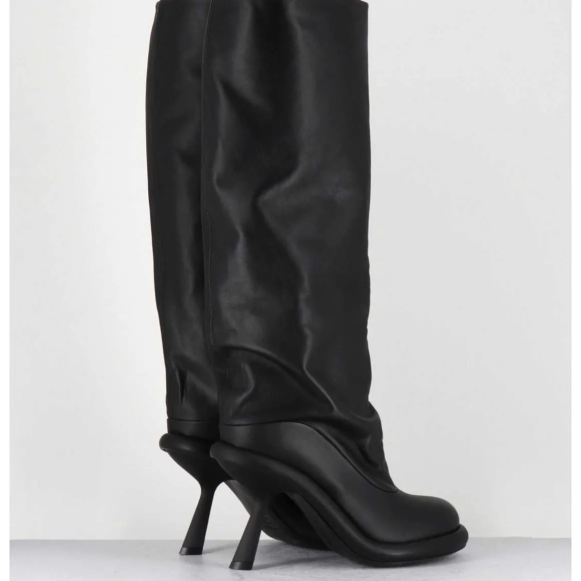 Bottes Tubulaires En Cuir Noir Talon Destructure - 1D7804D Island Black