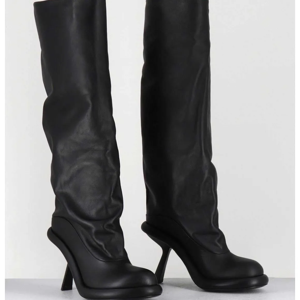 Bottes Tubulaires En Cuir Noir Talon Destructure - 1D7804D Island Black