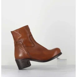 Bottine En Cuir Camel - 1Cw347 Cognac