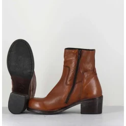 Bottine En Cuir Camel - 1Cw347 Cognac