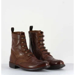 Bottines A Boutonniere & Motif Brogue En Cuir Camel - Mars018 Sauvage