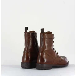 Bottines A Boutonniere & Motif Brogue En Cuir Camel - Mars018 Sauvage