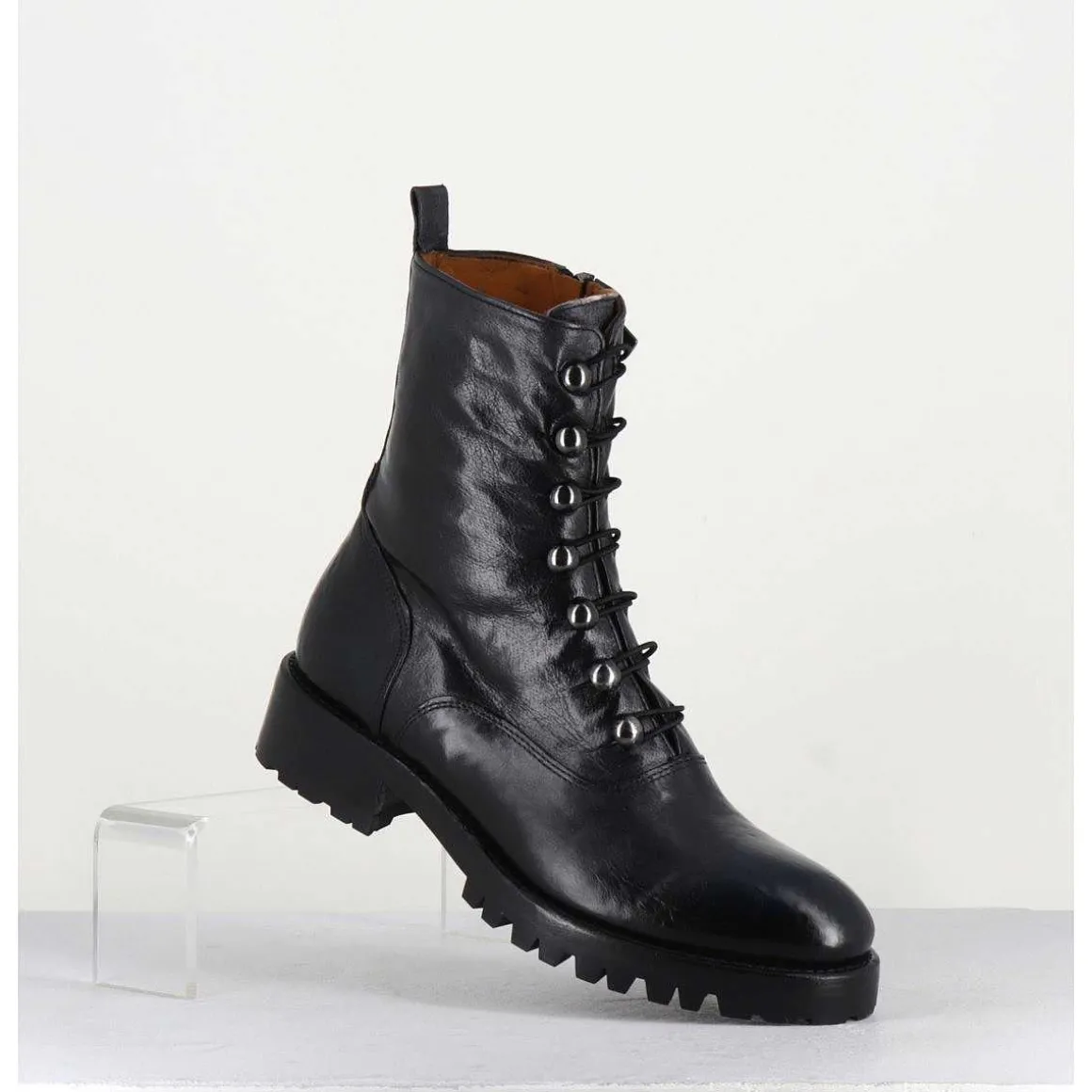 Bottines A Boutonniere En Cuir Noir - 2738 Buffalo Nero